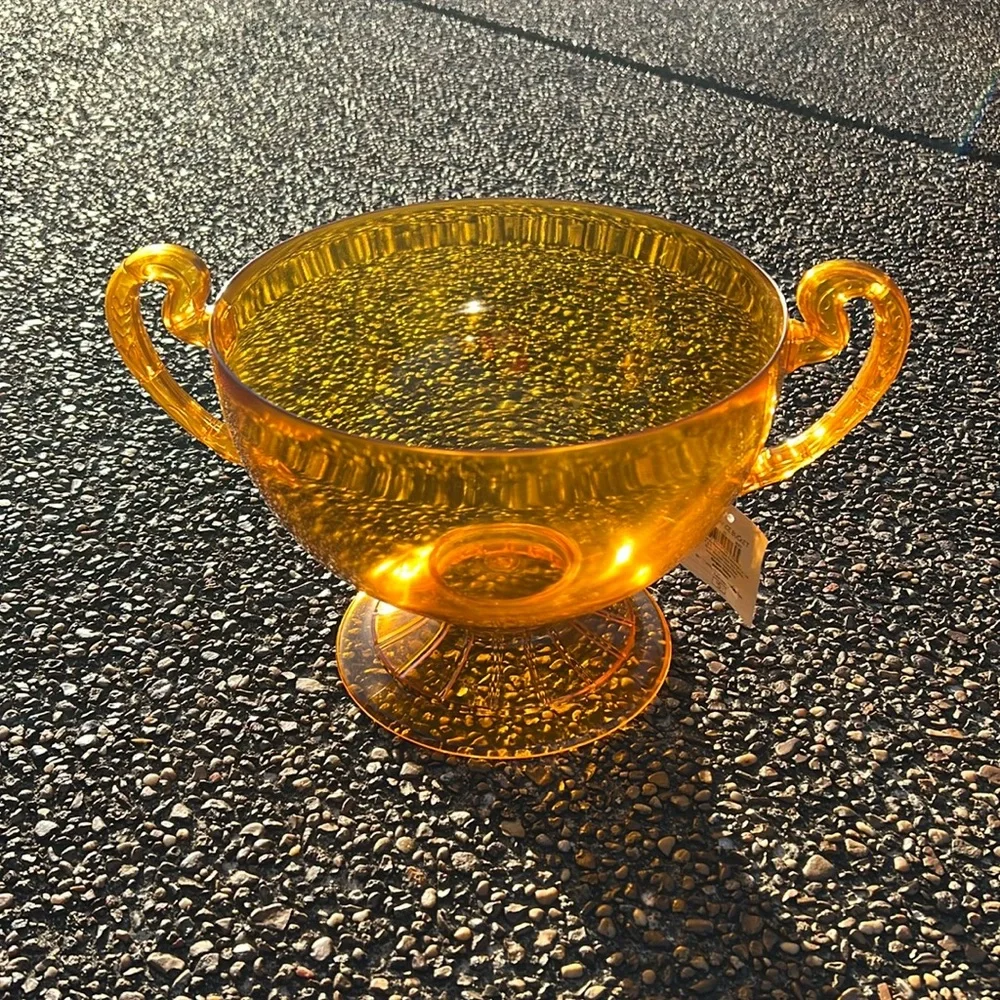Target Amber Two-Handled Glass Pedestal Bowl